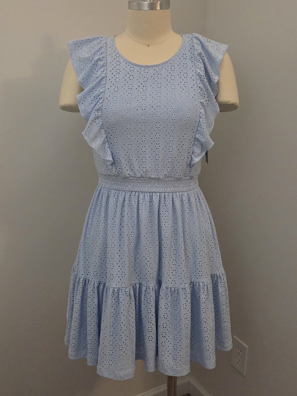 Light Blue Midi MARKET & SPRUCE Eyelet Ruffle Sundress